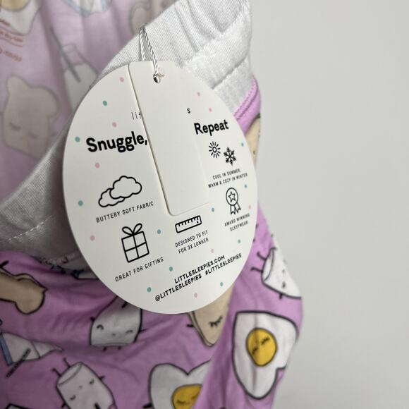 Little Sleepies Pajama Pants Womens XL Purple Breakfast Print Bamboo Jersey Soft - Picture 7 of 9